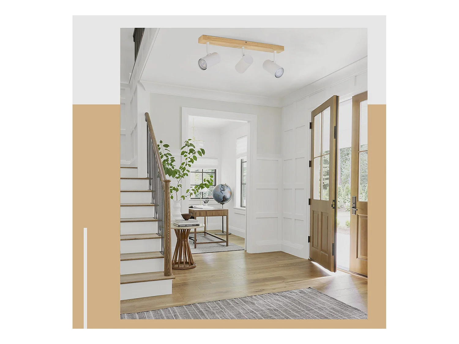 NETTLIFE 3 Spots de plafond bois vintage GU10 modernes blancs pivotants à 350° pour chambre salon bureau salle à manger cuisine