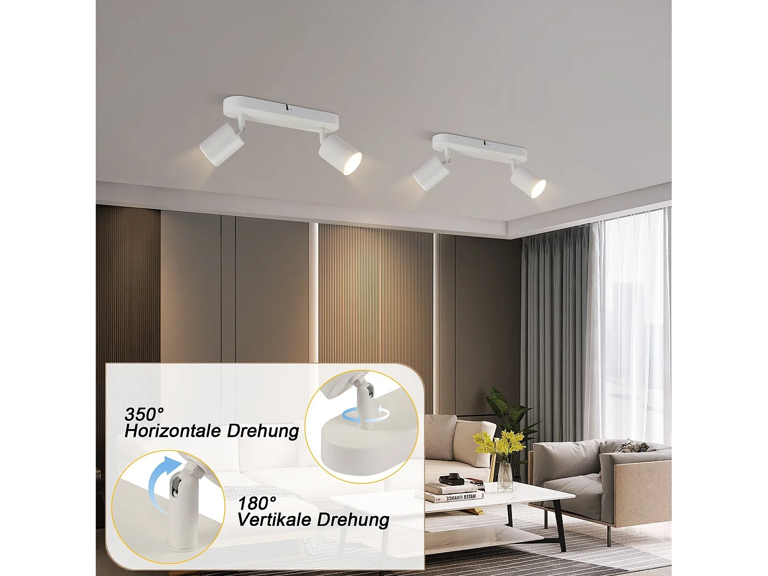 NETTLIFE 2-spots plafondlamp hal GU10 lamp modern draaibaar design wandlamp voor woonkamer keuken slaapkamer eetkamer