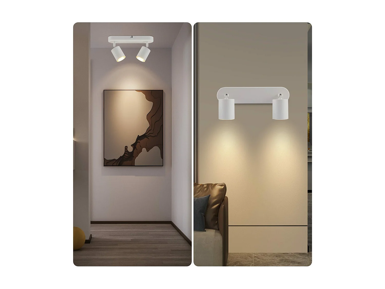 NETTLIFE 2-spots plafondlamp hal GU10 lamp modern draaibaar design wandlamp voor woonkamer keuken slaapkamer eetkamer