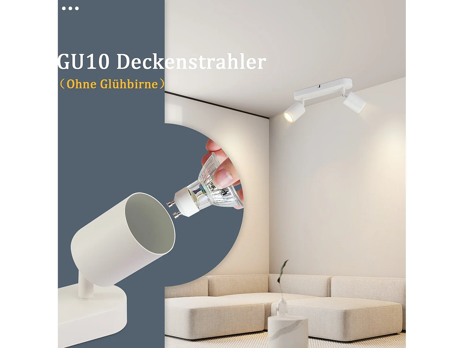 NETTLIFE 2-spots plafondlamp hal GU10 lamp modern draaibaar design wandlamp voor woonkamer keuken slaapkamer eetkamer