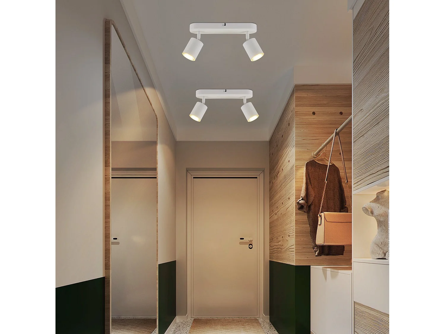 NETTLIFE 2-spots plafondlamp hal GU10 lamp modern draaibaar design wandlamp voor woonkamer keuken slaapkamer eetkamer