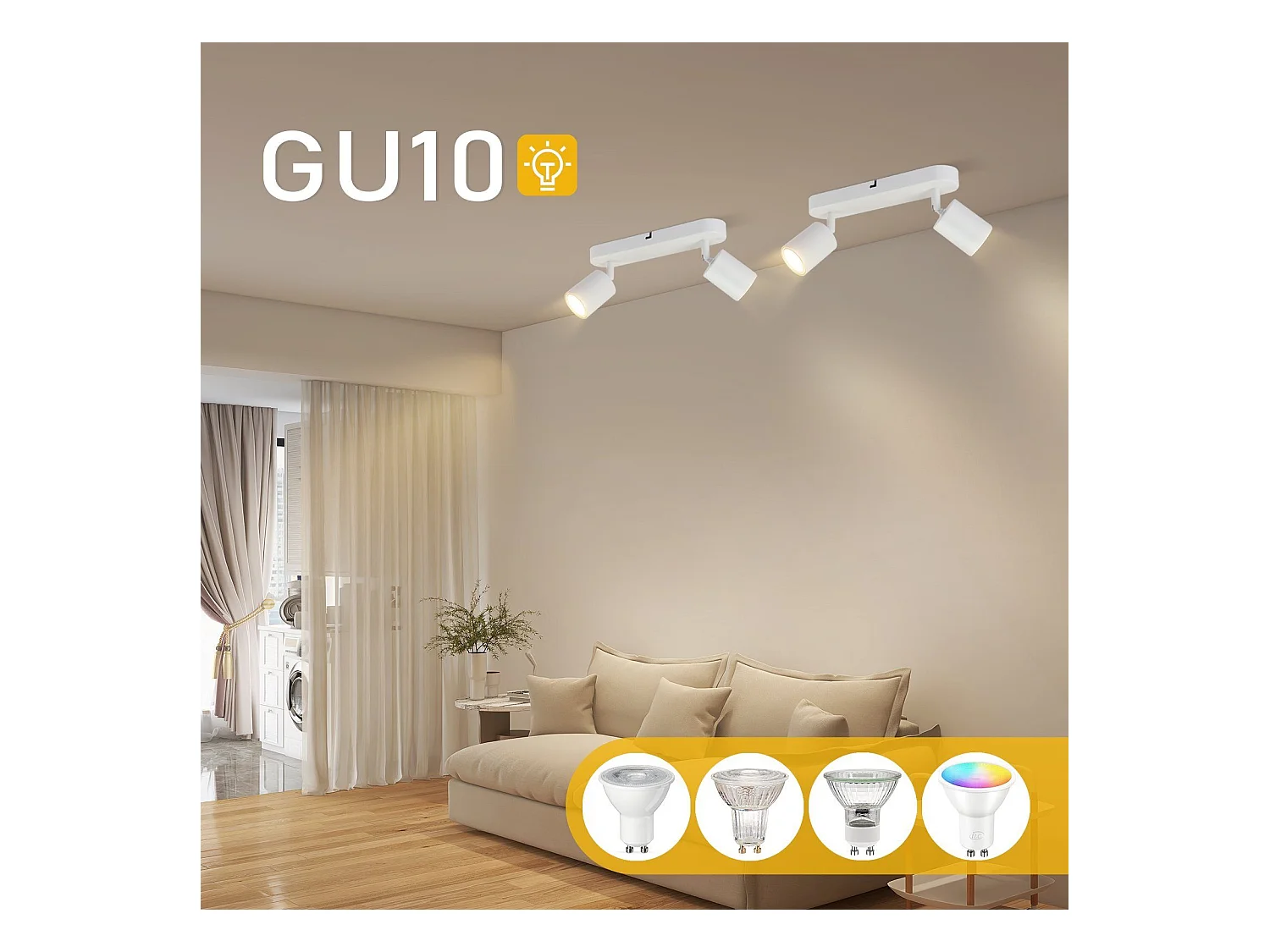 NETTLIFE 2 Spots Plafonnier Couloir GU10 Lampe Moderne Pivotant Design Mur pour Salon Cuisine Chambre Salle à Manger