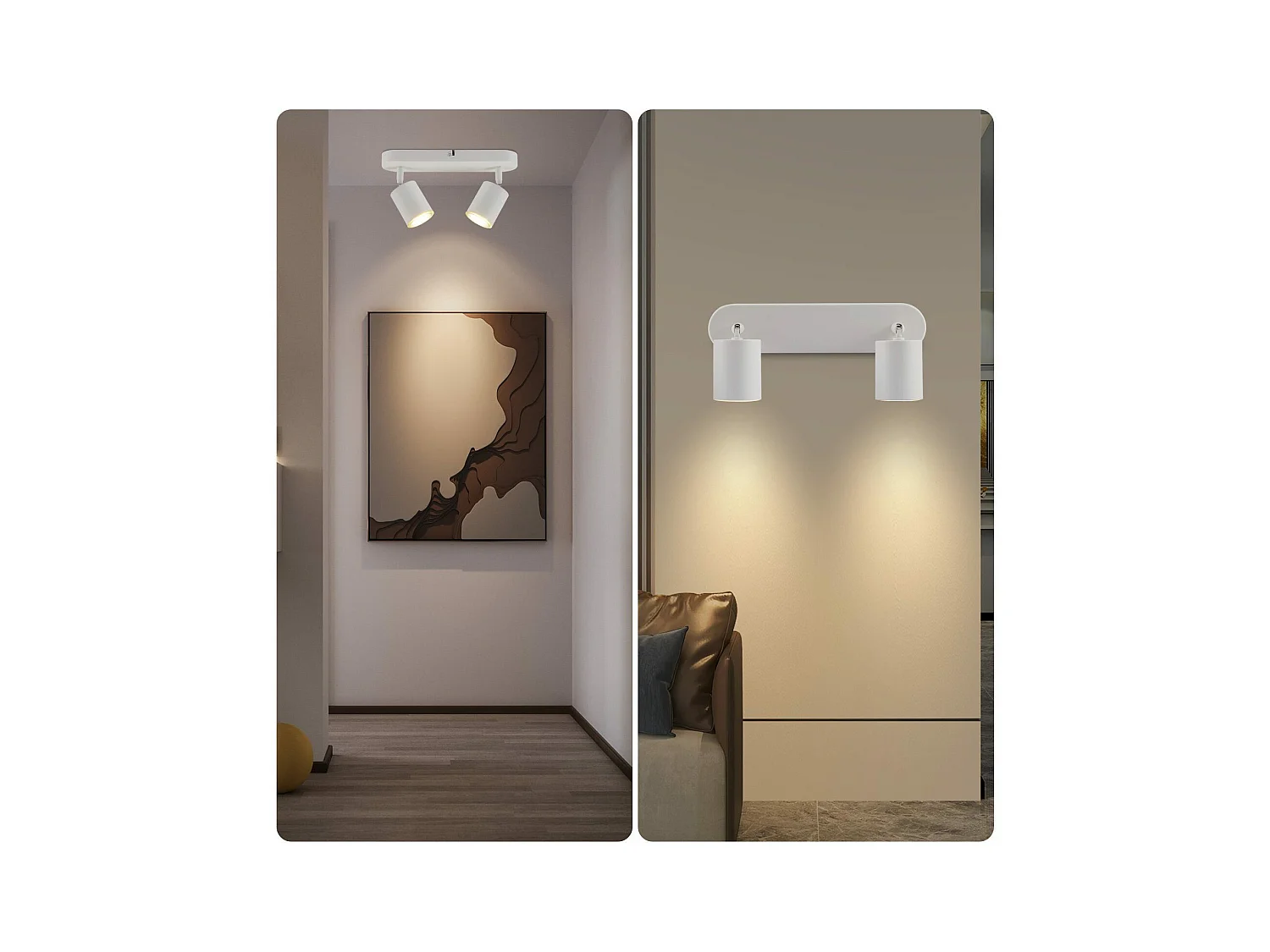 NETTLIFE 2 Spots Plafonnier Couloir GU10 Lampe Moderne Pivotant Design Mur pour Salon Cuisine Chambre Salle à Manger