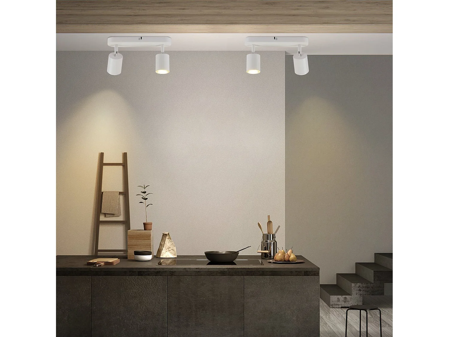 NETTLIFE 2 Spots Plafonnier Couloir GU10 Lampe Moderne Pivotant Design Mur pour Salon Cuisine Chambre Salle à Manger