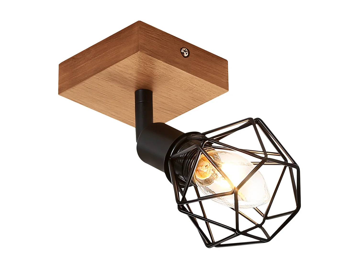 NETTLIFE Deckenstrahler Schwarz Holz E14 Vintage Metall schwenkbar 350° max. 40 W für Flur Wohnzimmer Schlafzimmer Küche