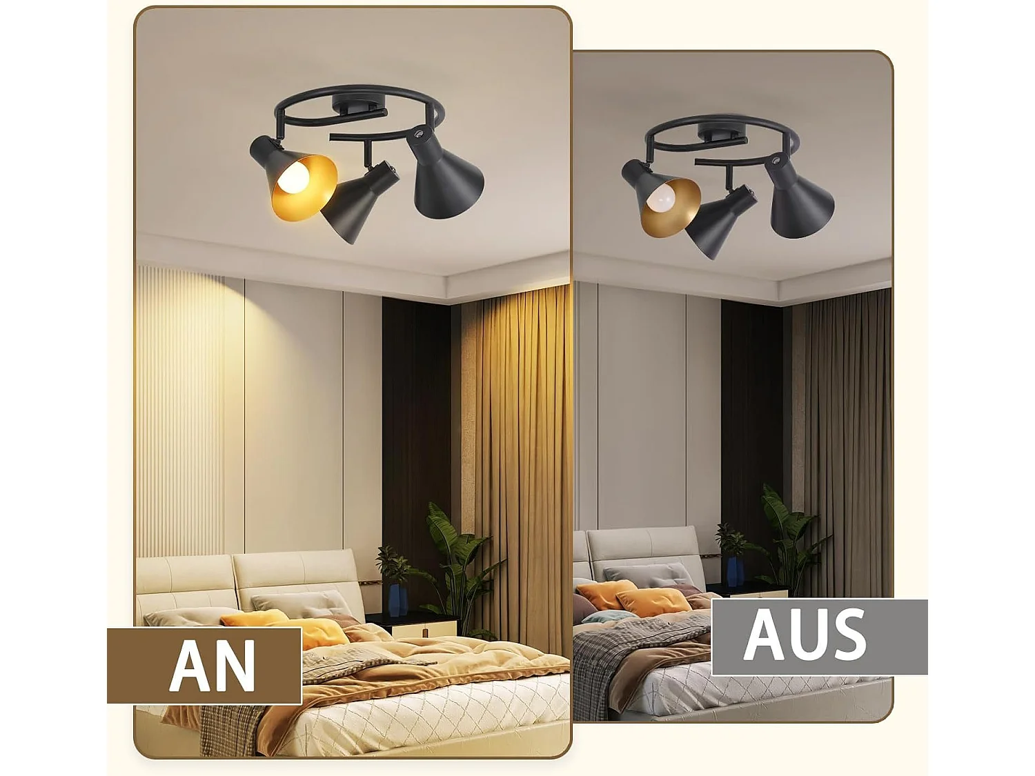 NETTLIFE 3 Spots Plafonnier Salon Noir Cuisine E14 Vintage Pivotante à 350°Industriel en Métal pour Chambre Couloir