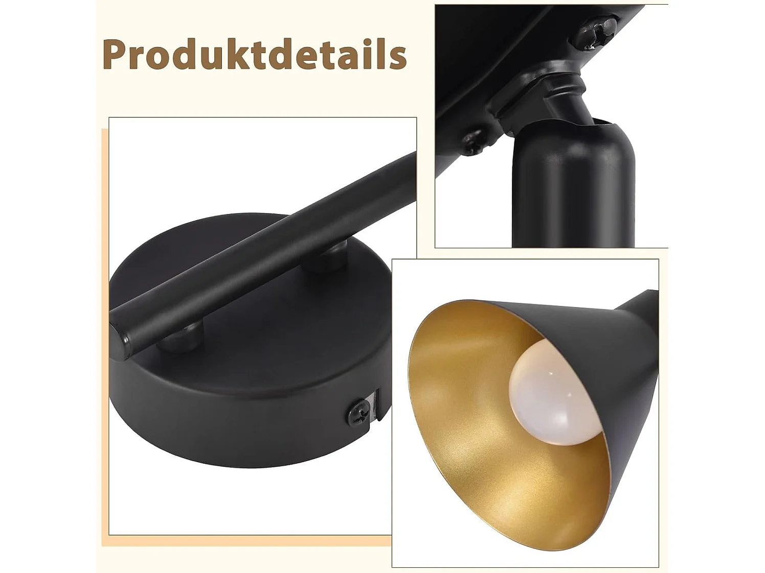 NETTLIFE 3 Spots Plafonnier Salon Noir Cuisine E14 Vintage Pivotante à 350°Industriel en Métal pour Chambre Couloir