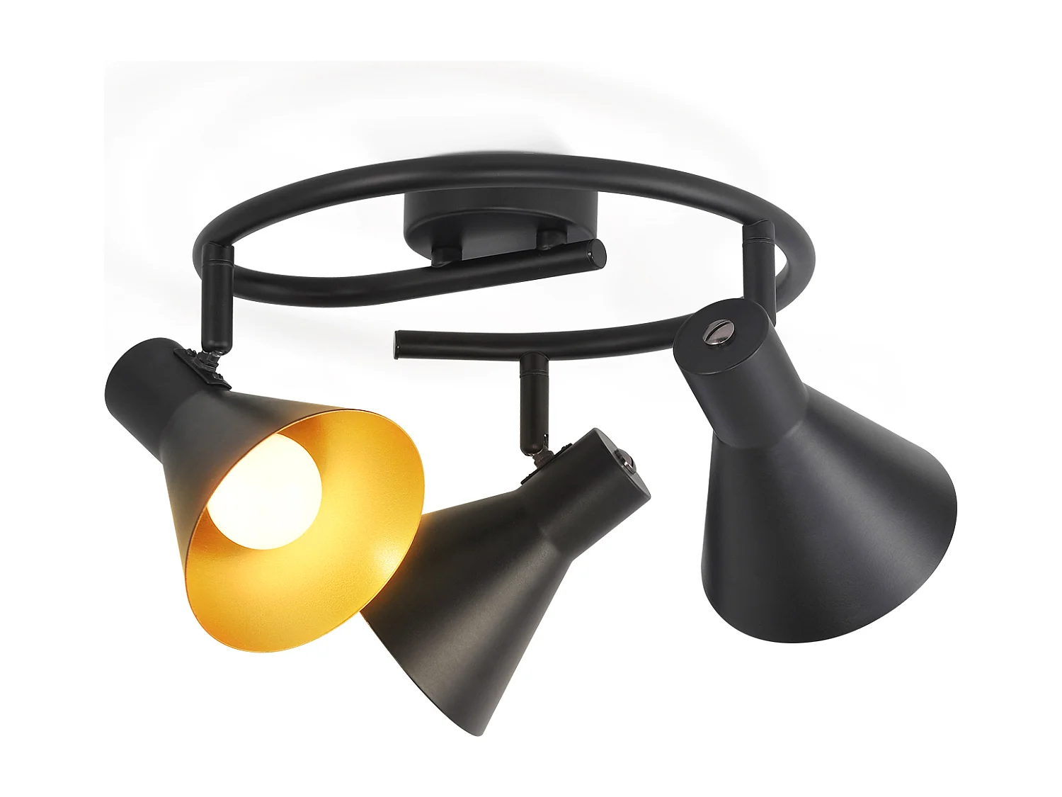 NETTLIFE 3 Spots Plafonnier Salon Noir Cuisine E14 Vintage Pivotante à 350°Industriel en Métal pour Chambre Couloir