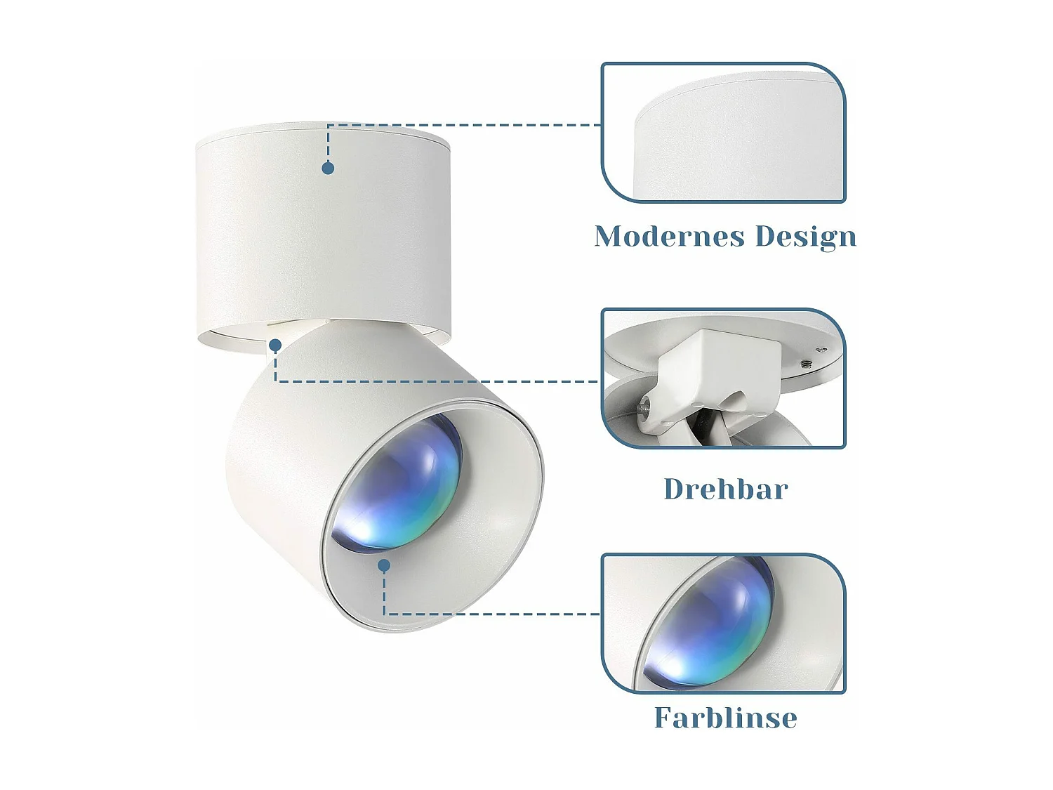 NETTLIFE Spot LED Lampe Coucher de Soleil Pivotant à 350° Chambre Moderne Intérieur pour Salon Escalier Chambre d'Enfant Couloir Salle à Manger