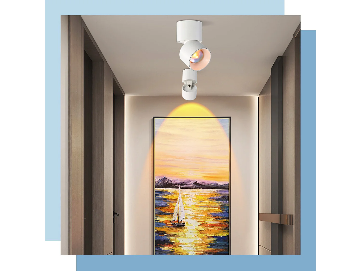 NETTLIFE Spot LED Lampe Coucher de Soleil Pivotant à 350° Chambre Moderne Intérieur pour Salon Escalier Chambre d'Enfant Couloir Salle à Manger