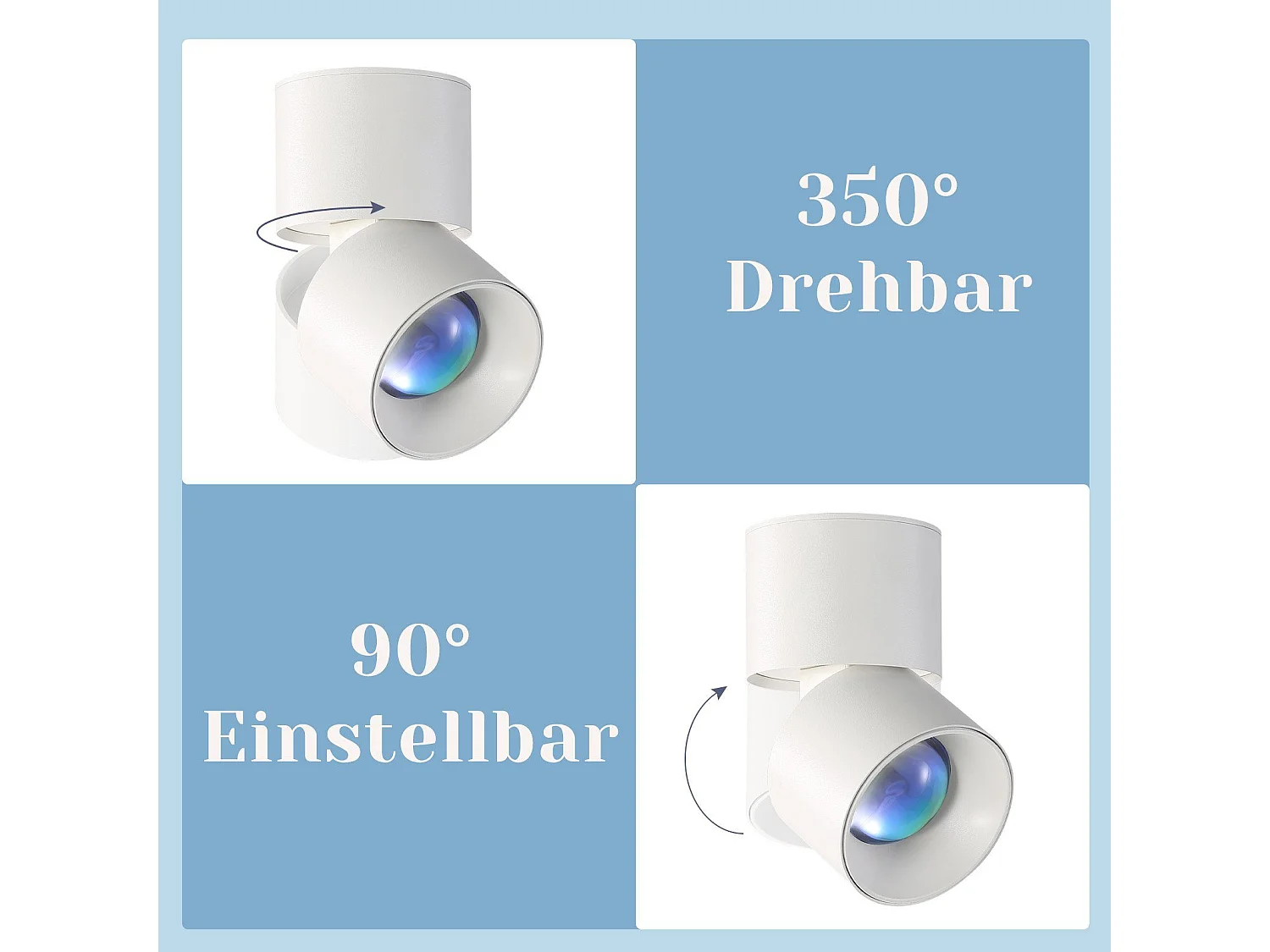 NETTLIFE Spot LED Lampe Coucher de Soleil Pivotant à 350° Chambre Moderne Intérieur pour Salon Escalier Chambre d'Enfant Couloir Salle à Manger