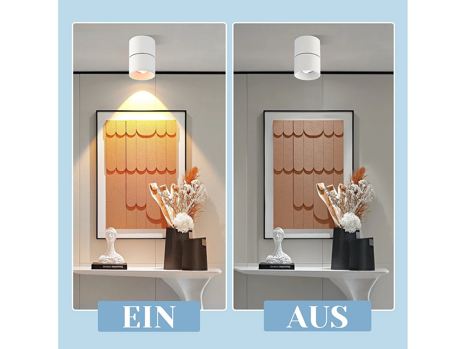 NETTLIFE Spot LED Lampe Coucher de Soleil Pivotant à 350° Chambre Moderne Intérieur pour Salon Escalier Chambre d'Enfant Couloir Salle à Manger