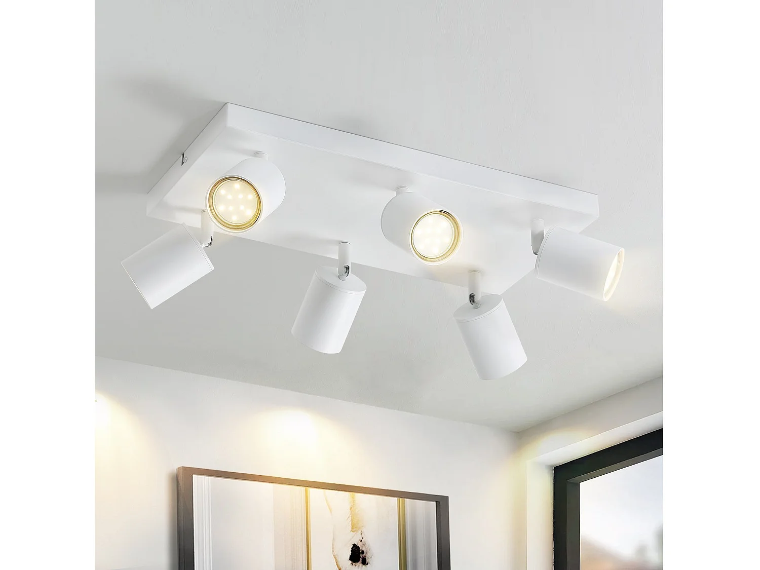 NETTLIFE Plafonnier 6 spots GU10 blanc orientables à 330° mural industriel moderne pour salon chambre cuisine sans ampoule