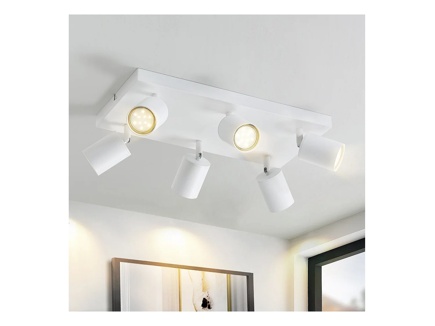 NETTLIFE Plafonnier 6 spots GU10 blanc orientables à 330° mural industriel moderne pour salon chambre cuisine sans ampoule