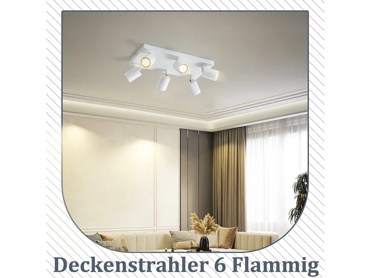 NETTLIFE Plafonnier 6 spots GU10 blanc orientables à 330° mural industriel moderne pour salon chambre cuisine sans ampoule