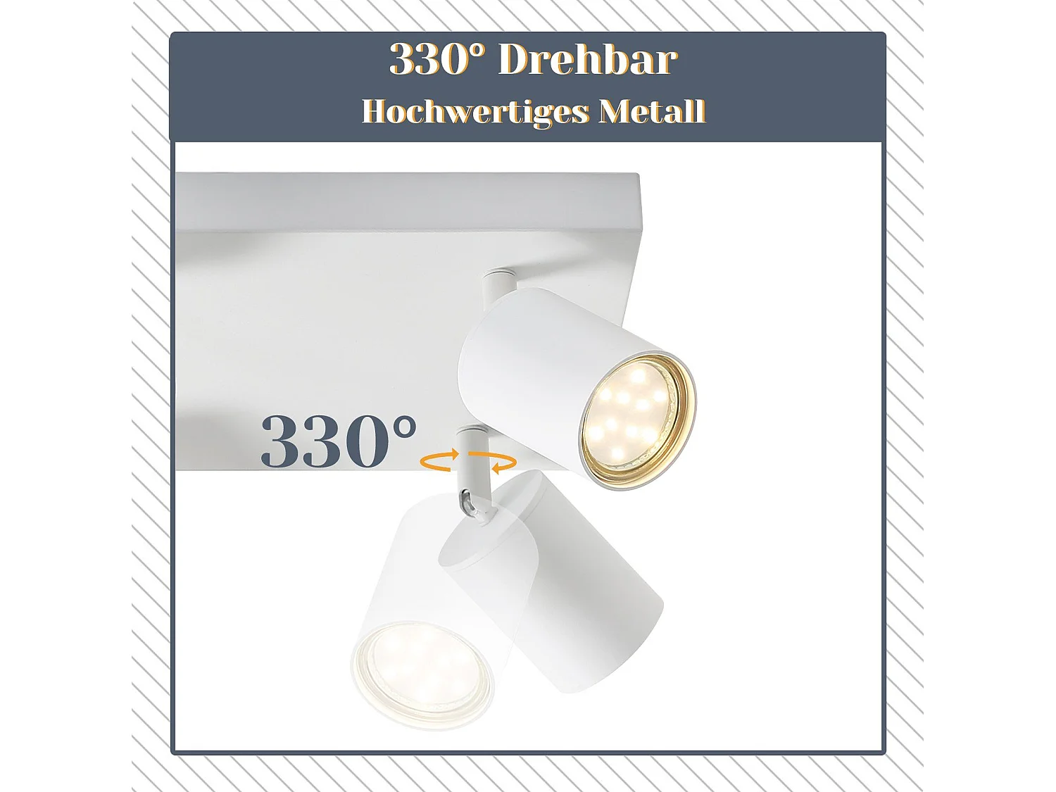 NETTLIFE Plafonnier 6 spots GU10 blanc orientables à 330° mural industriel moderne pour salon chambre cuisine sans ampoule