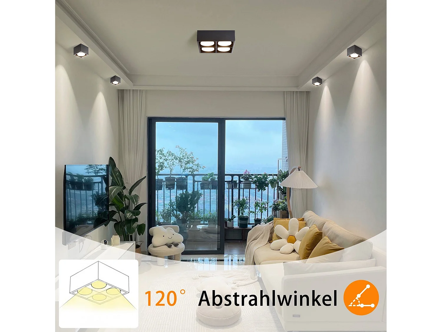 NETTLIFE 4 Focos LED de Techo de Superficie Regulables Blanco Cálido GX53 4x5W Cuadrados Modernos para Salón Cocina Comedor Oficina Pasillo