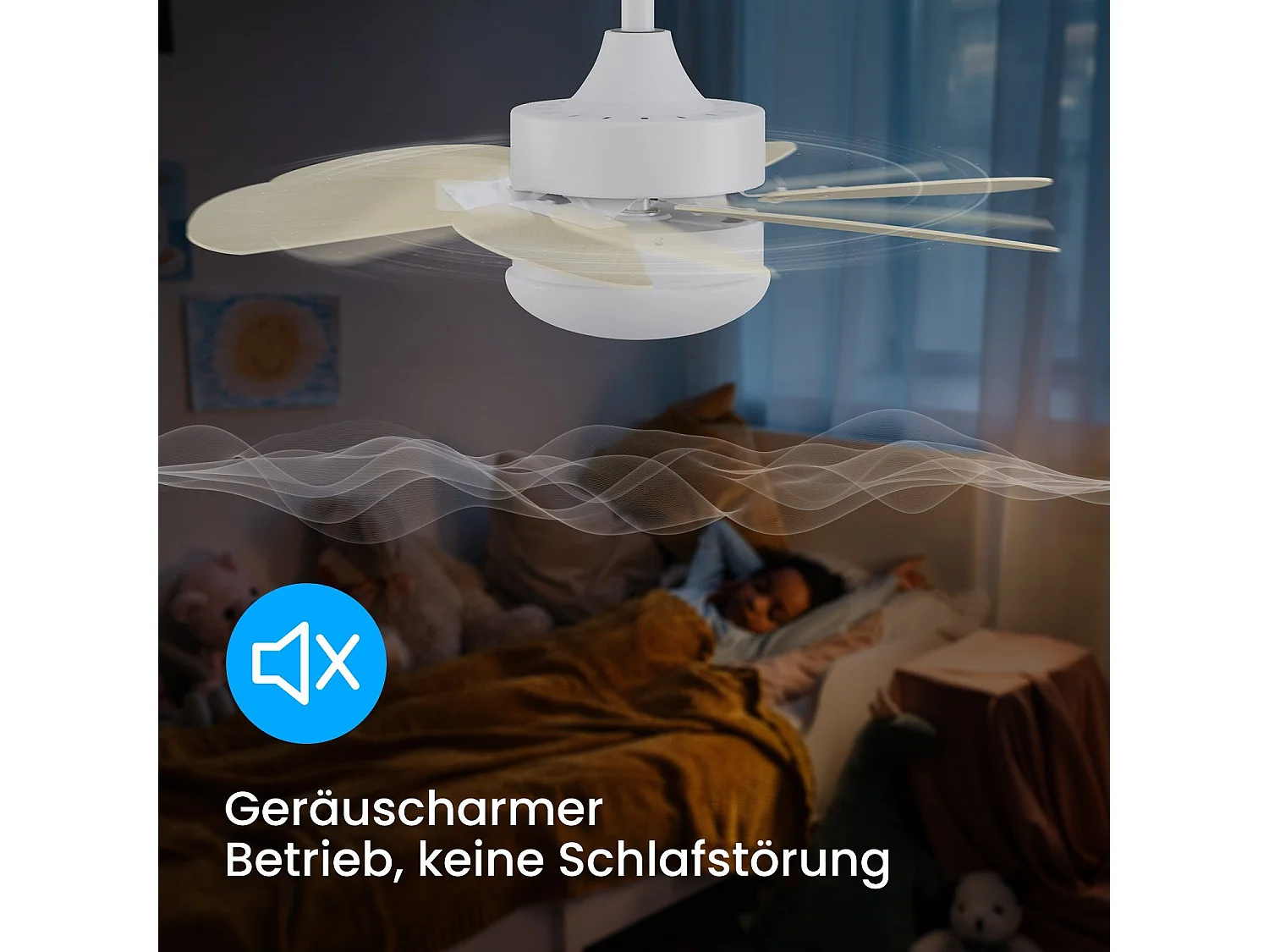 NETTLIFE Ventilateur de plafond blanc avec éclairage, télécommande, silencieux, avec minuterie, 6 pales, pour chambre à coucher