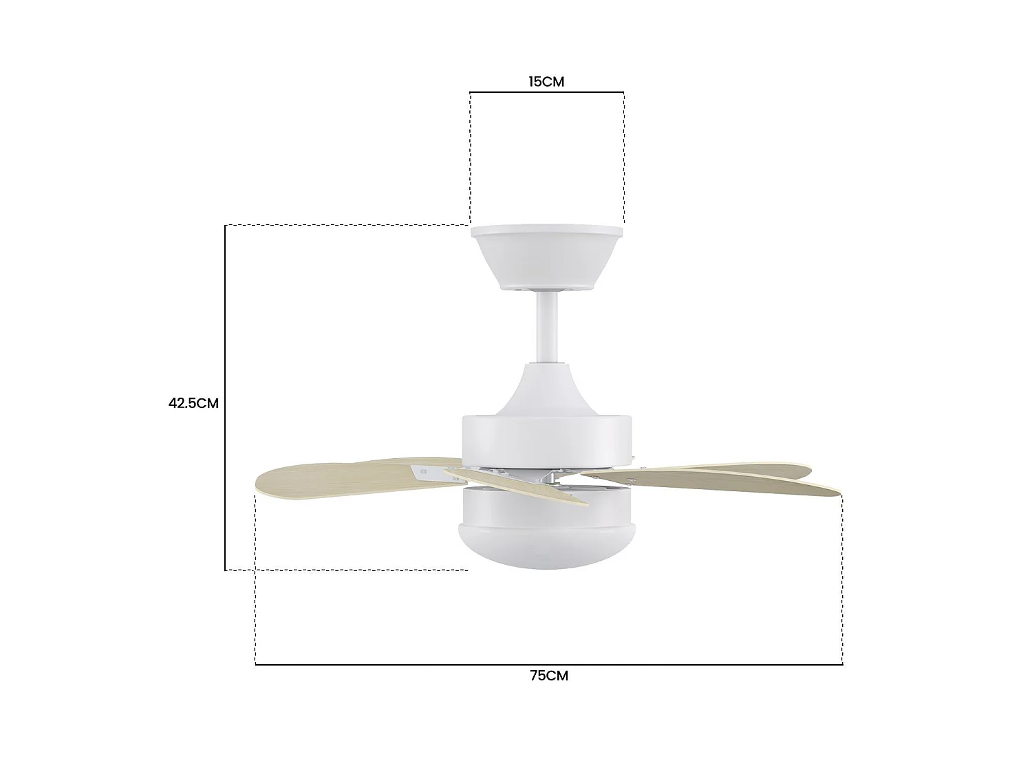 NETTLIFE Ventilador de techo con luz, mando a distancia, silencioso, con temporizador, 6 aspas, para dormitorio