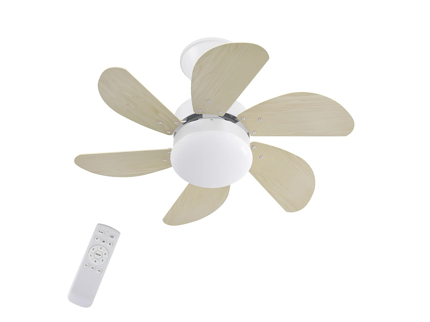 NETTLIFE Ventilador de techo con luz, mando a distancia, silencioso, con temporizador, 6 aspas, para dormitorio