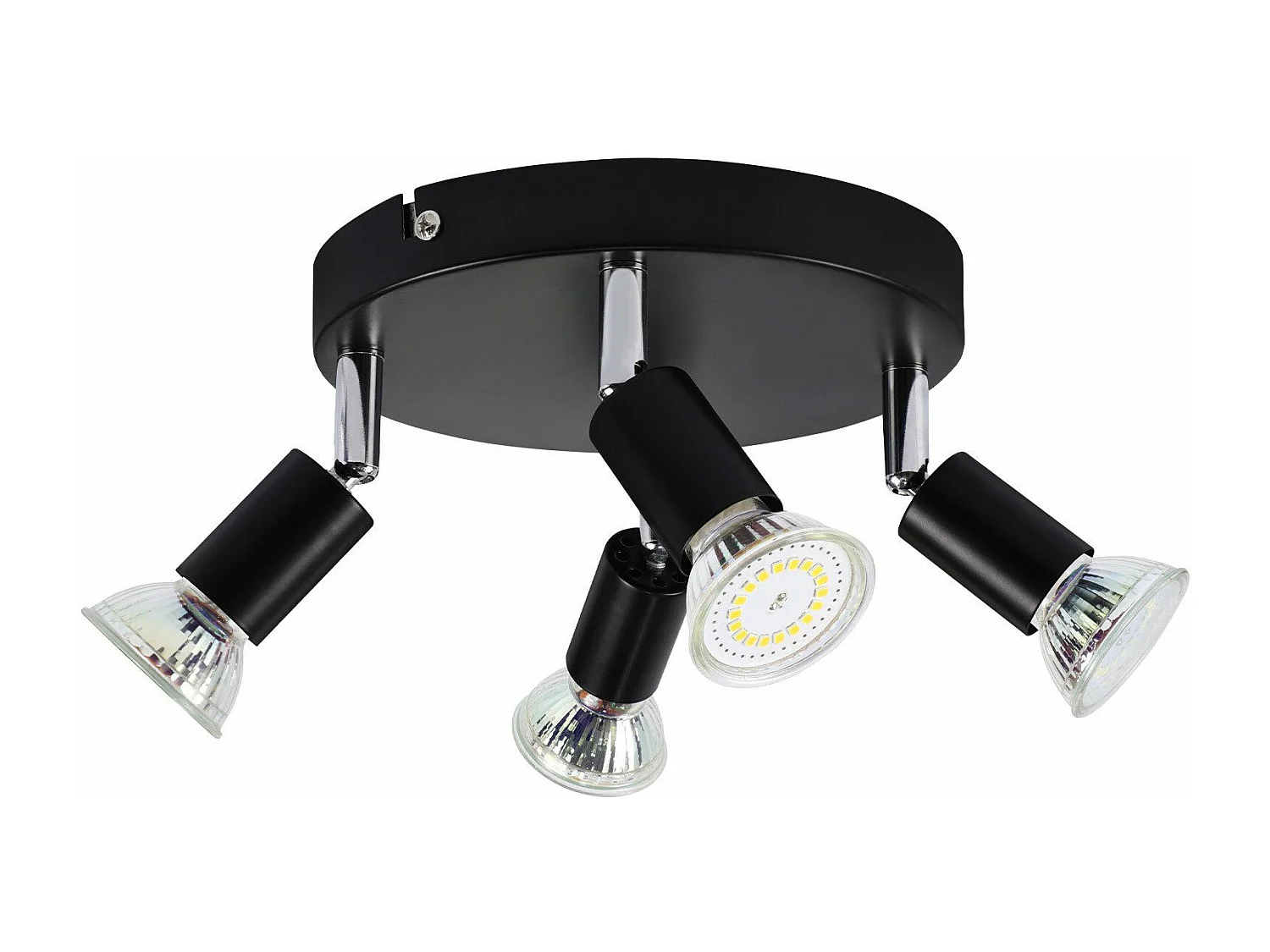 NETTLIFE 4 Czarne obrotowe reflektory sufitowe GU10 Metalowa nowoczesna lampa do salonu, kuchni, przedpokoju i jadalni