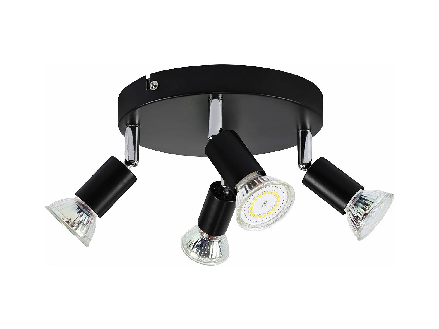 NETTLIFE 4 spots de plafond noir pivotants GU10 en métal lampe moderne pour salon cuisine couloir et salle à manger