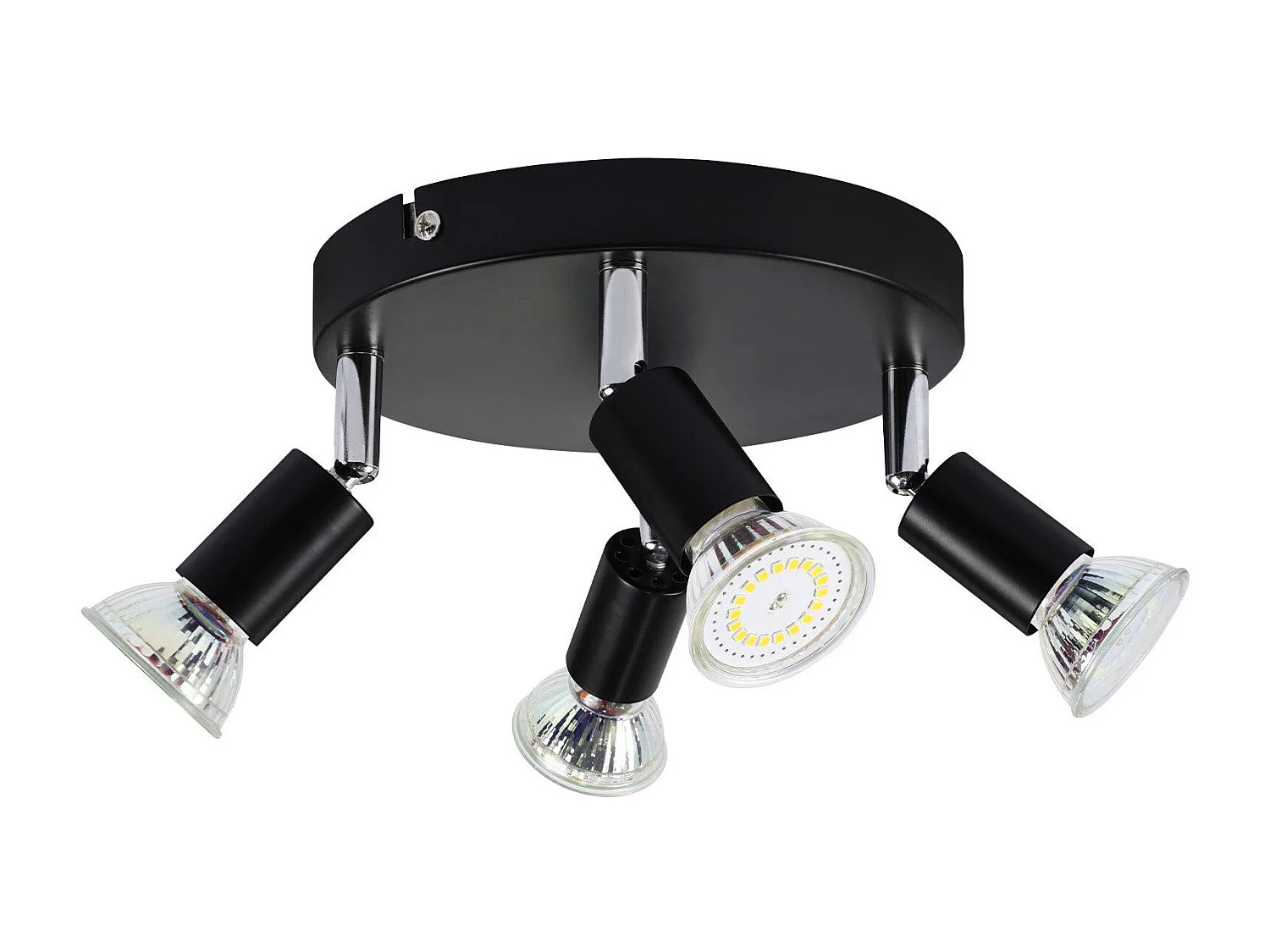 NETTLIFE 4 spots de plafond noir pivotants GU10 en métal lampe moderne pour salon cuisine couloir et salle à manger