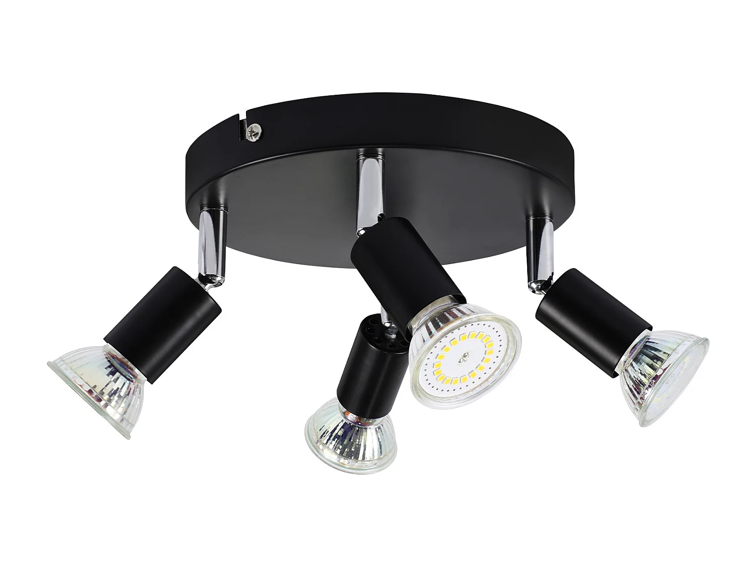 NETTLIFE 4 spots de plafond noir pivotants GU10 en métal lampe moderne pour salon cuisine couloir et salle à manger