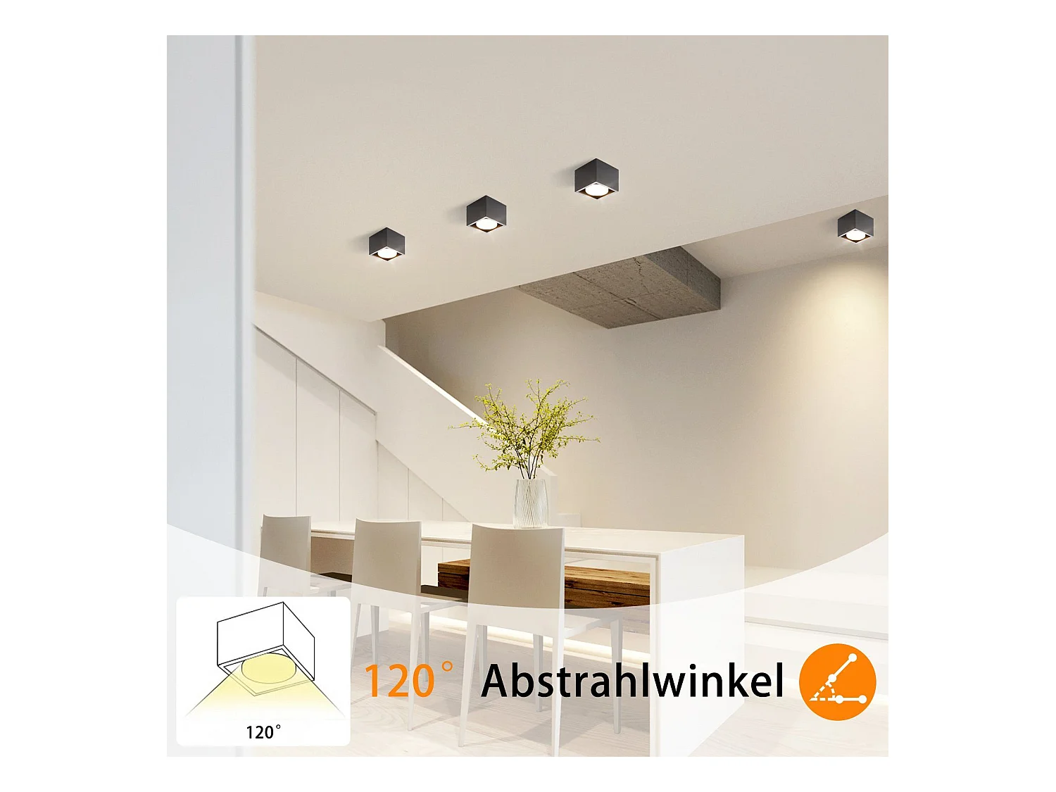 NETTLIFE LED Strahler Deckenleuchten Schwarz GX53 MAX.5W Eckig Schwenkbar Strahler für Küche Wohnzimmer Esszimmer Flur