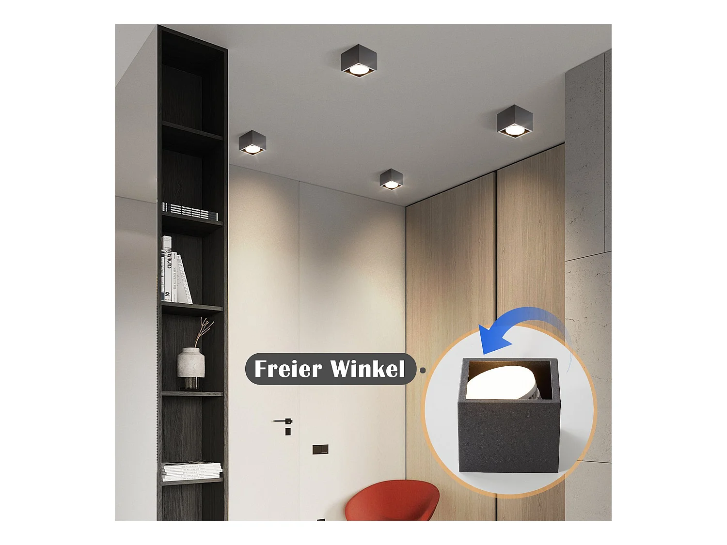 NETTLIFE LED Strahler Deckenleuchten Schwarz GX53 MAX.5W Eckig Schwenkbar Strahler für Küche Wohnzimmer Esszimmer Flur