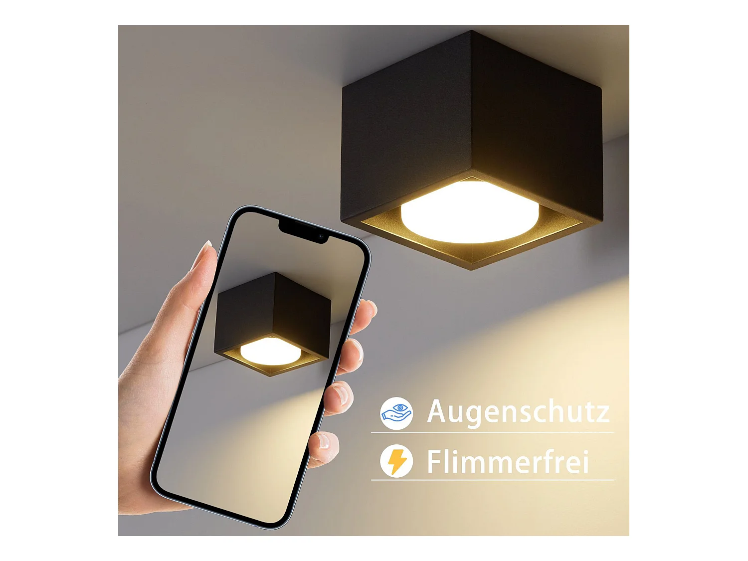 NETTLIFE LED Strahler Deckenleuchten Schwarz GX53 MAX.5W Eckig Schwenkbar Strahler für Küche Wohnzimmer Esszimmer Flur