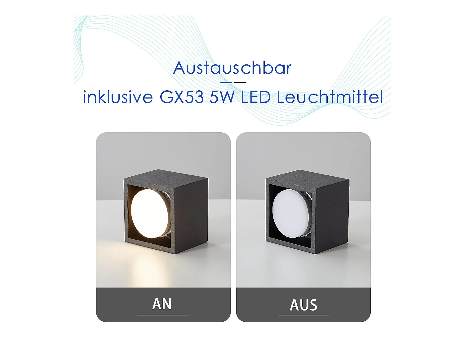 NETTLIFE LED Strahler Deckenleuchten Schwarz GX53 MAX.5W Eckig Schwenkbar Strahler für Küche Wohnzimmer Esszimmer Flur