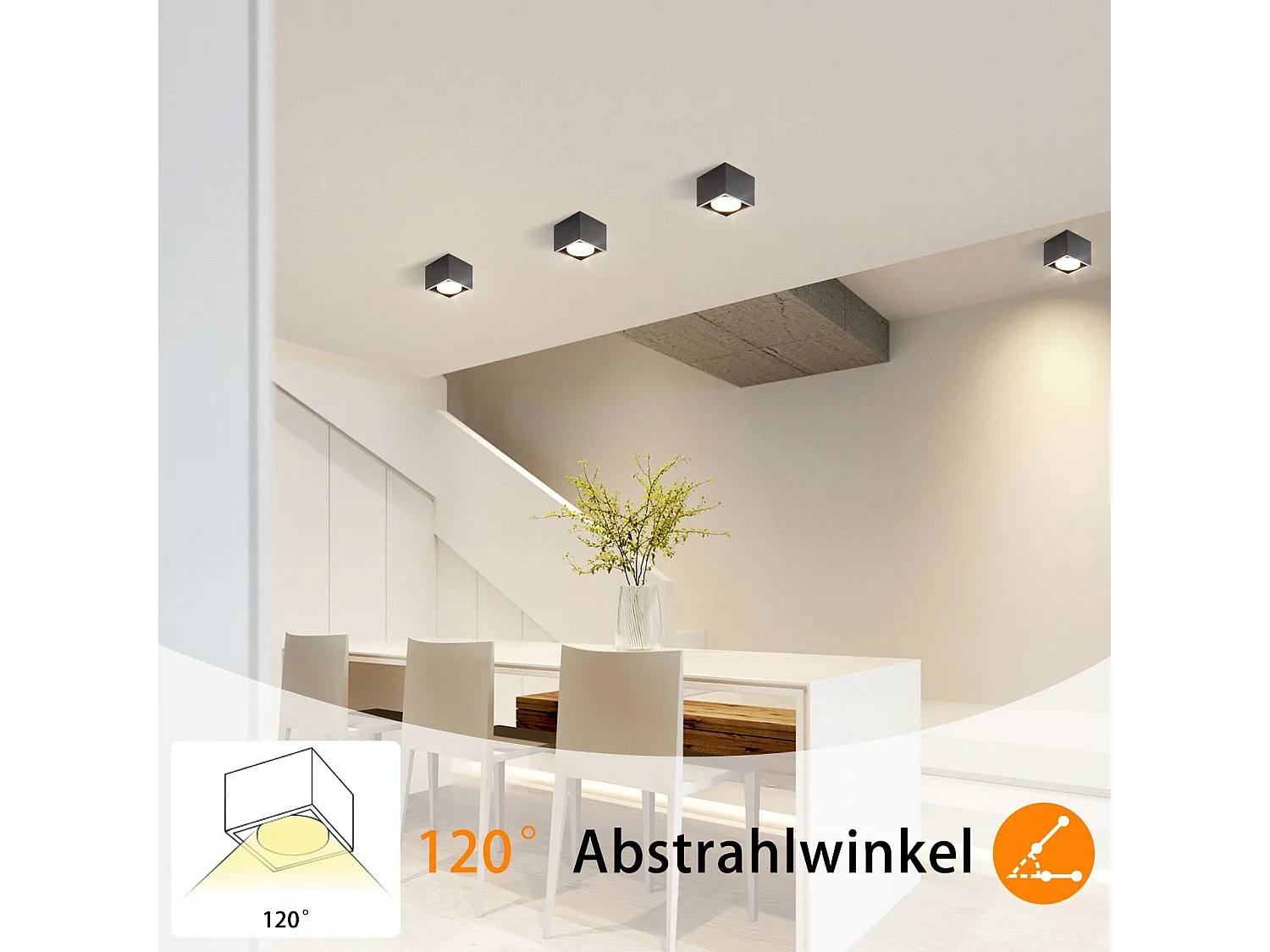 NETTLIFE LED Strahler Deckenleuchten Schwarz GX53 MAX.5W Eckig Schwenkbar Strahler für Küche Wohnzimmer Esszimmer Flur