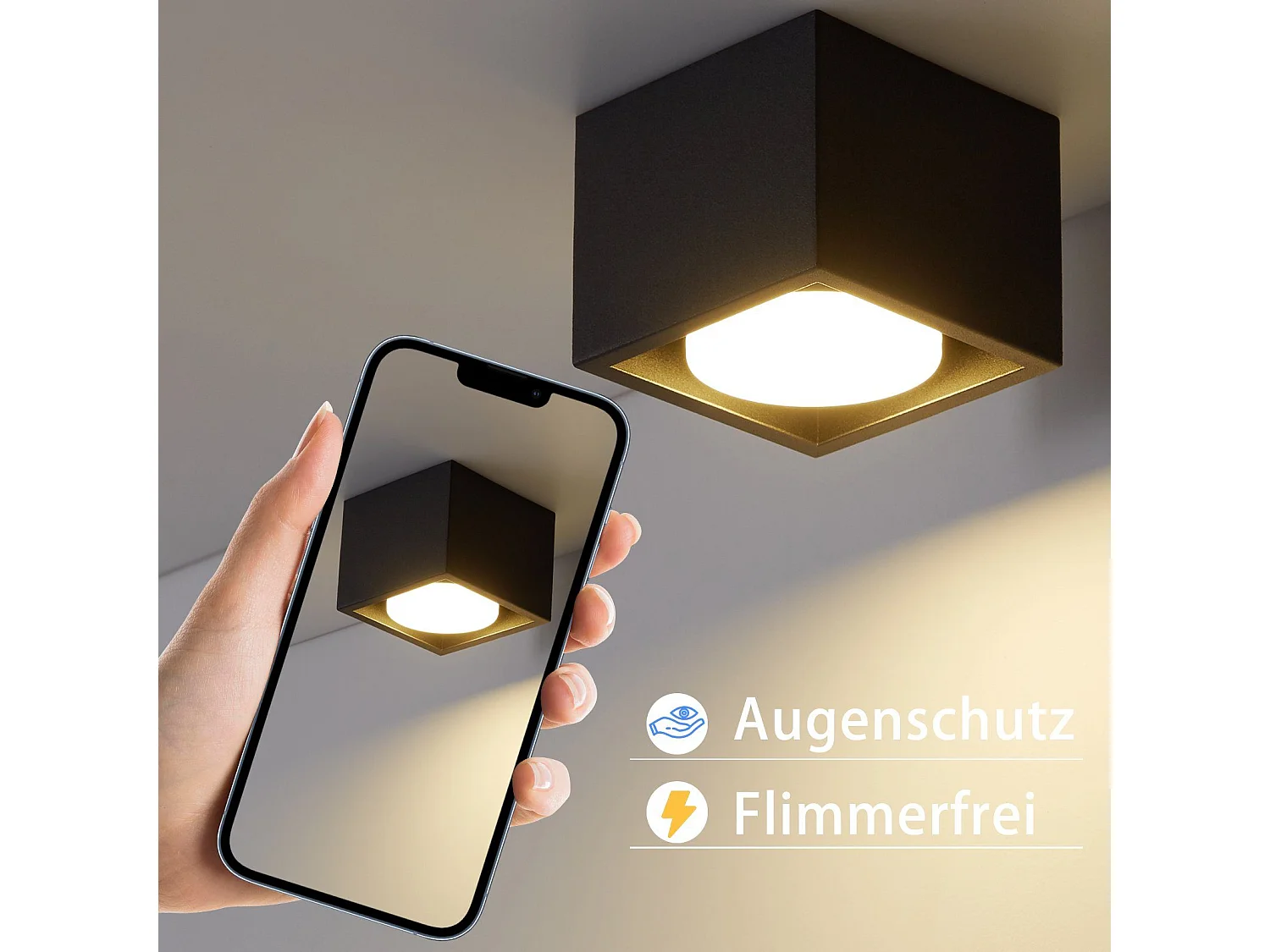 NETTLIFE LED Strahler Deckenleuchten Schwarz GX53 MAX.5W Eckig Schwenkbar Strahler für Küche Wohnzimmer Esszimmer Flur