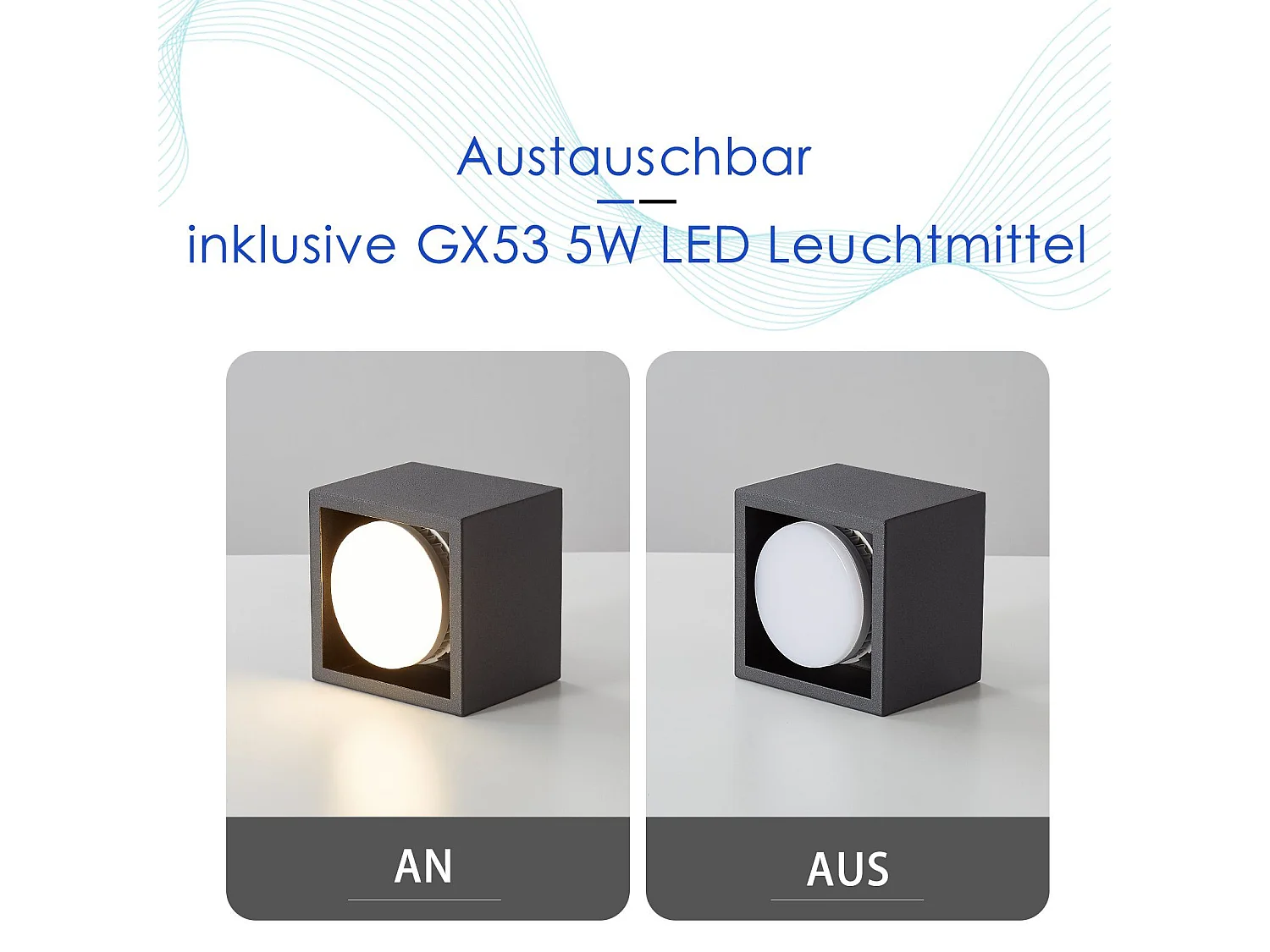 NETTLIFE LED Strahler Deckenleuchten Schwarz GX53 MAX.5W Eckig Schwenkbar Strahler für Küche Wohnzimmer Esszimmer Flur