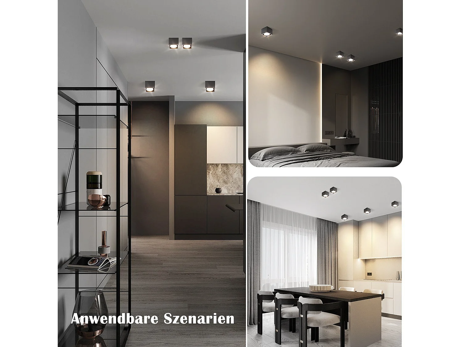 NETTLIFE LED Strahler Deckenleuchten Schwarz GX53 MAX.5W Eckig Schwenkbar Strahler für Küche Wohnzimmer Esszimmer Flur