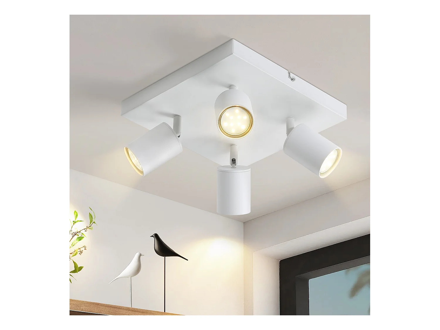 NETTLIFE 4 Spots Fer Blanc GU10 Spot Mural Industriel Pivotant à 330° Lampe de Couloir Moderne pour Salon Chambre Cuisine