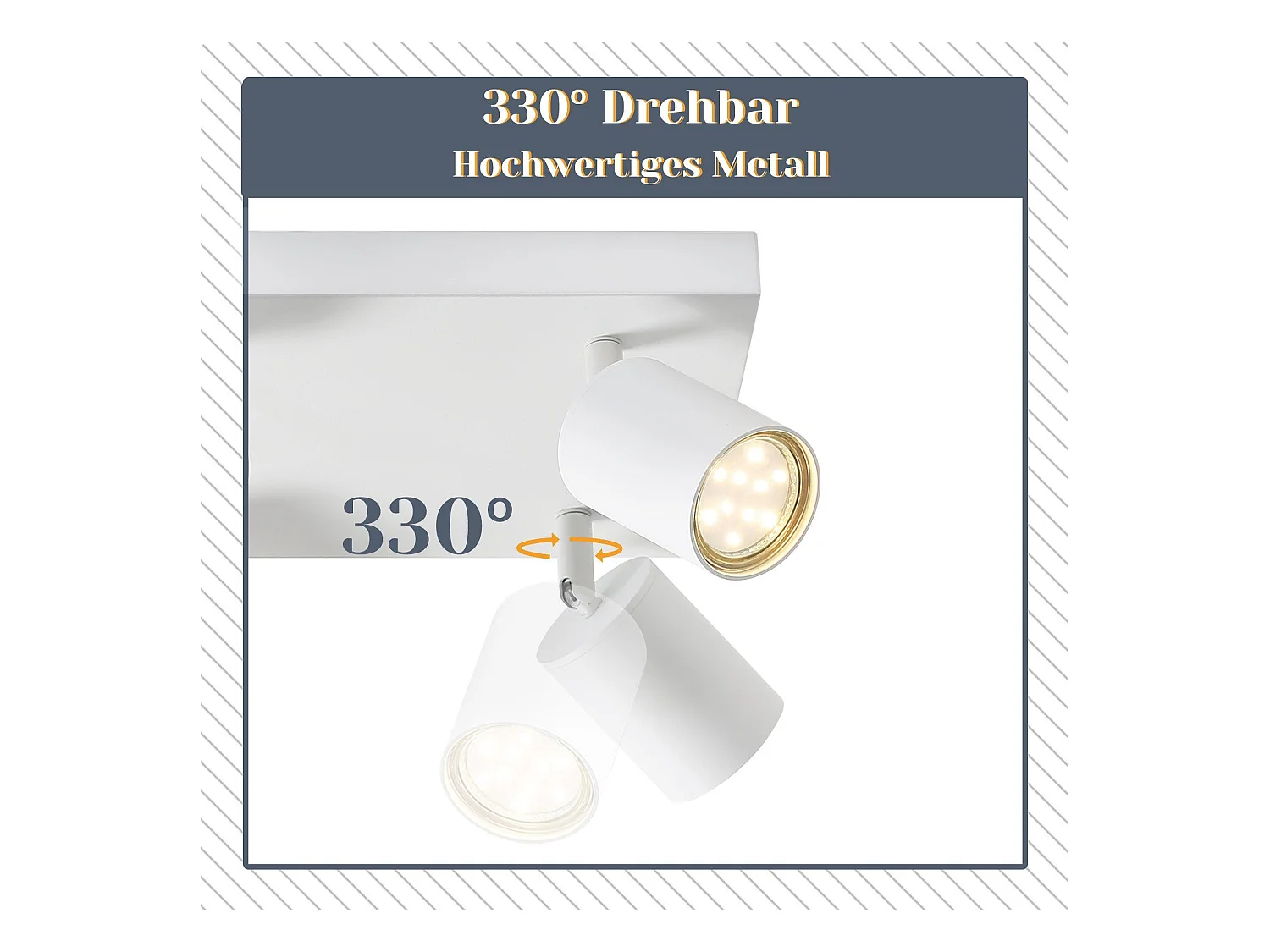 NETTLIFE 4 Spots Fer Blanc GU10 Spot Mural Industriel Pivotant à 330° Lampe de Couloir Moderne pour Salon Chambre Cuisine