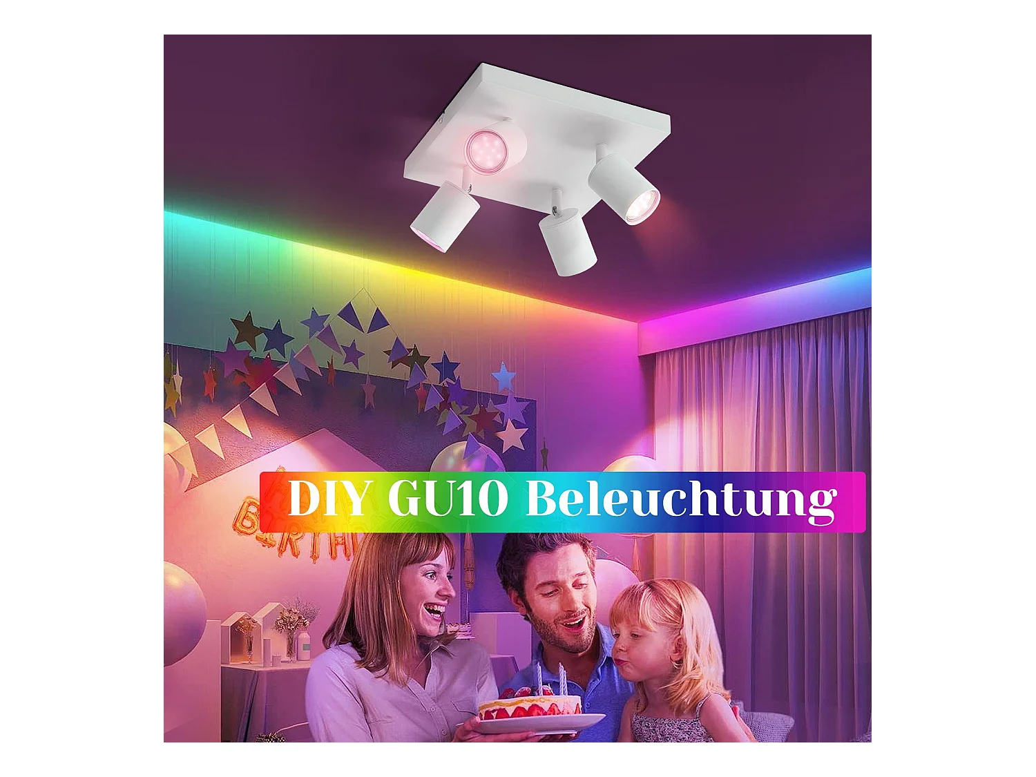 NETTLIFE 4 Spots Fer Blanc GU10 Spot Mural Industriel Pivotant à 330° Lampe de Couloir Moderne pour Salon Chambre Cuisine