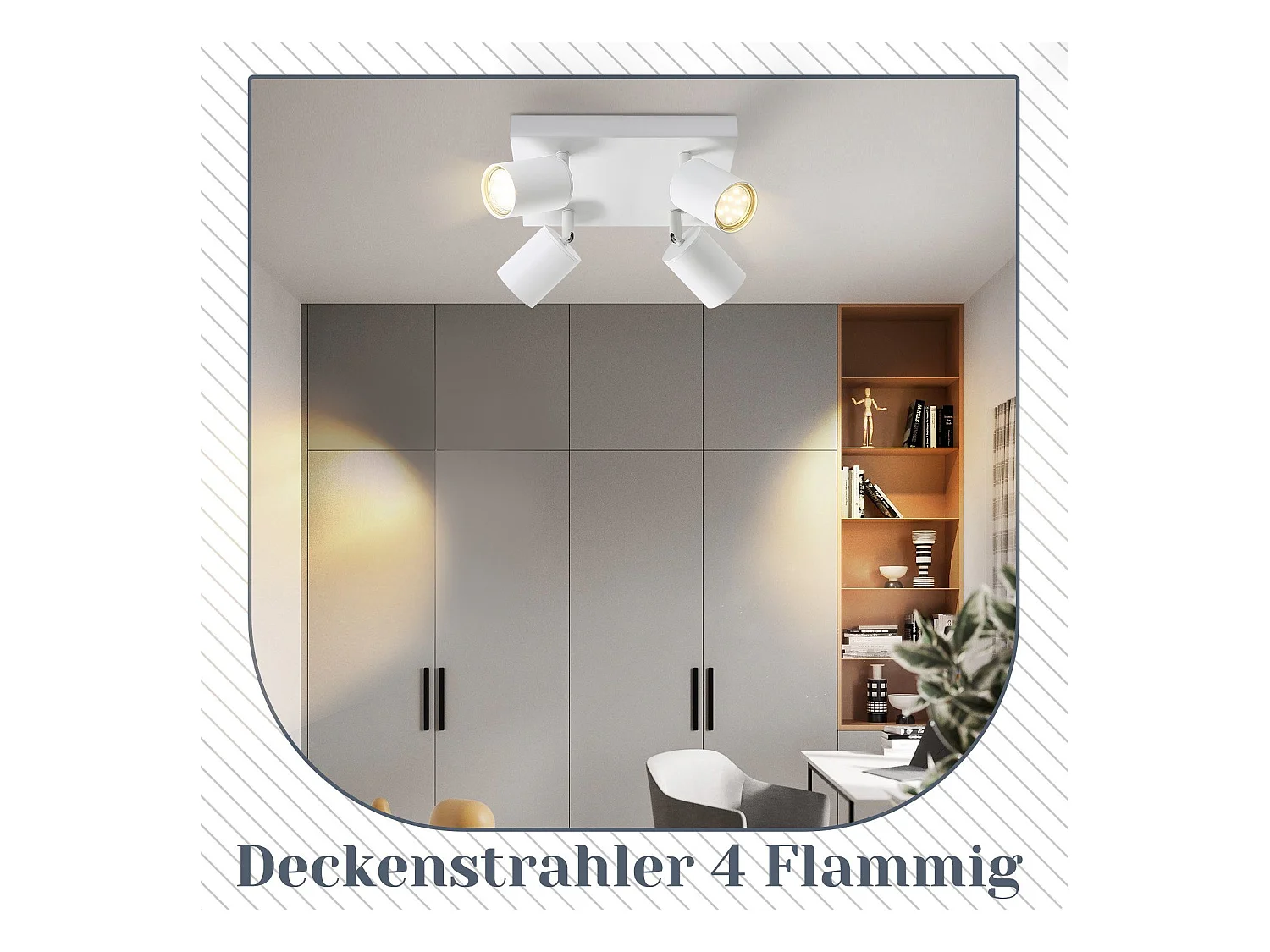 NETTLIFE 4 Spots Fer Blanc GU10 Spot Mural Industriel Pivotant à 330° Lampe de Couloir Moderne pour Salon Chambre Cuisine