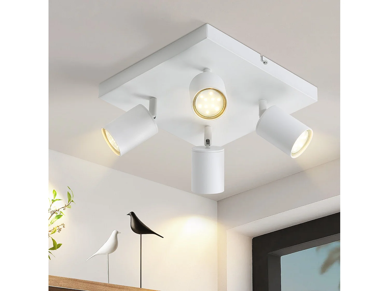 NETTLIFE 4 Spots Fer Blanc GU10 Spot Mural Industriel Pivotant à 330° Lampe de Couloir Moderne pour Salon Chambre Cuisine