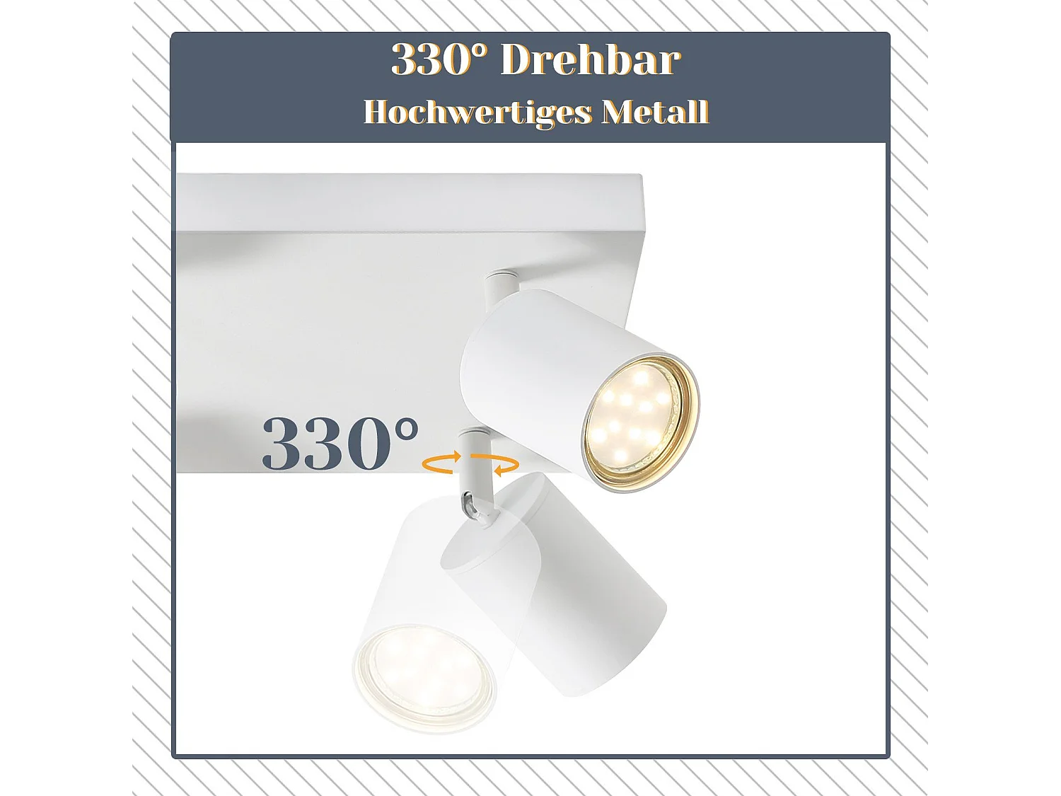 NETTLIFE 4 Spots Fer Blanc GU10 Spot Mural Industriel Pivotant à 330° Lampe de Couloir Moderne pour Salon Chambre Cuisine