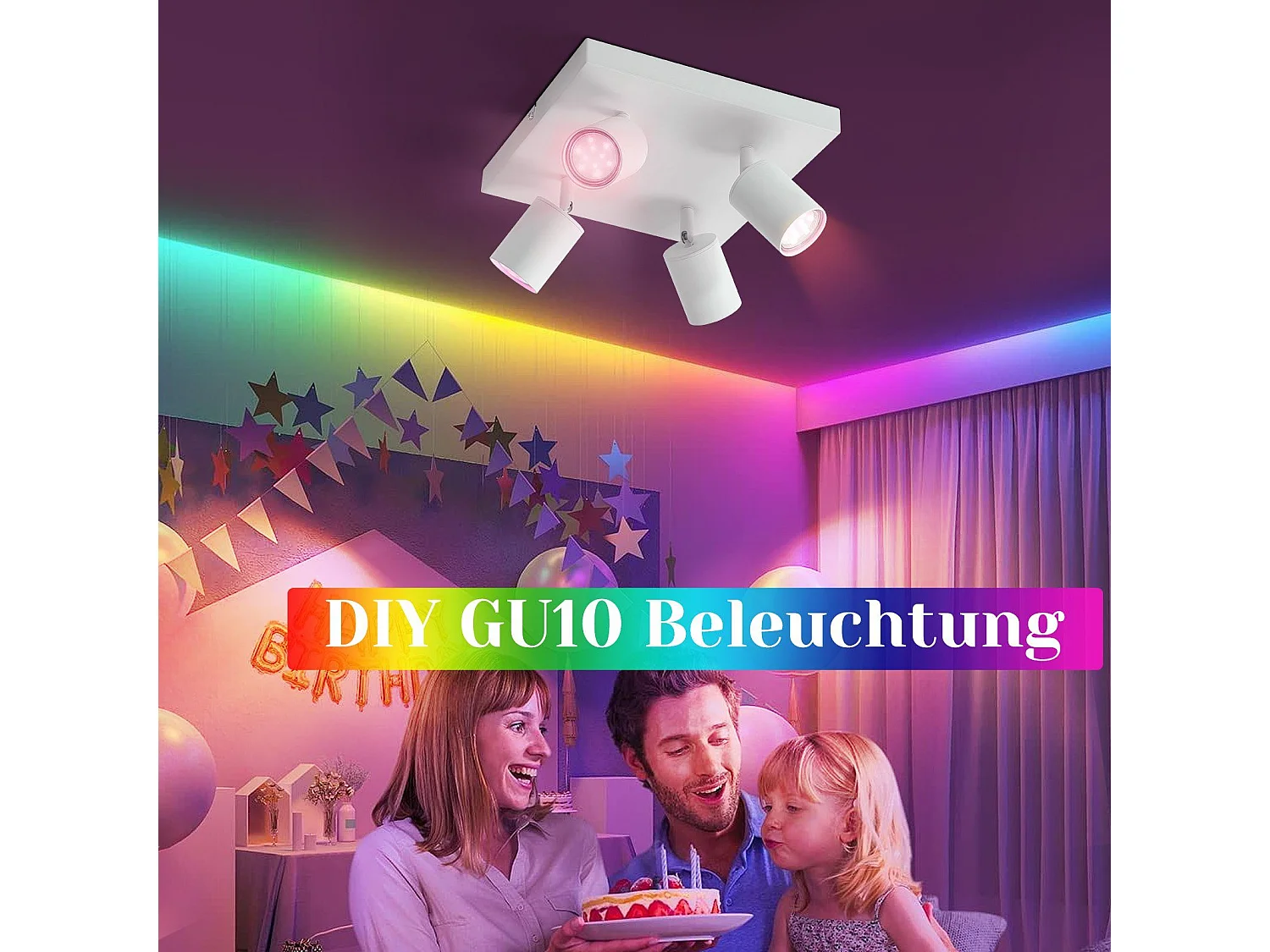 NETTLIFE 4 Spots Fer Blanc GU10 Spot Mural Industriel Pivotant à 330° Lampe de Couloir Moderne pour Salon Chambre Cuisine