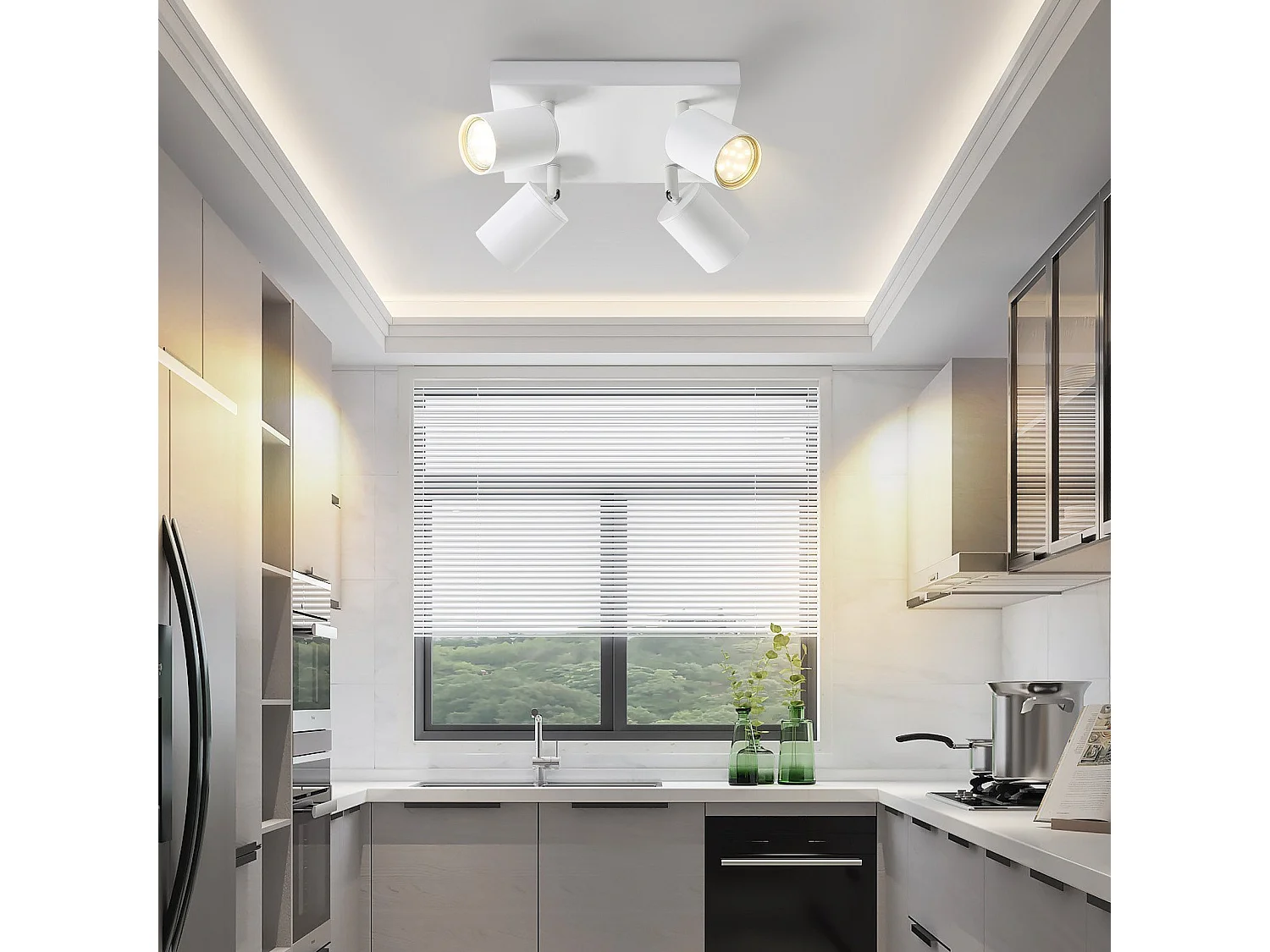 NETTLIFE Opbouwspot - plafondspot met 4 lichtpunten - spots - Wit Plafondlamp - L 25 cm - draaibar - kantelbaar - GU10 fitting - plafoniere - excl. GU10