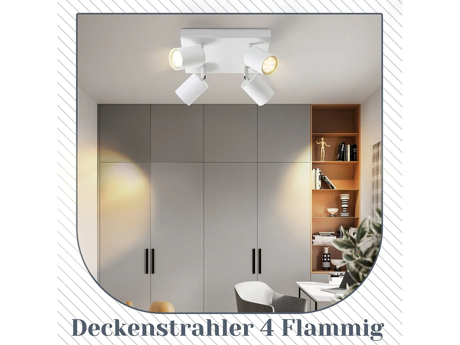 NETTLIFE Opbouwspot - plafondspot met 4 lichtpunten - spots - Wit Plafondlamp - L 25 cm - draaibar - kantelbaar - GU10 fitting - plafoniere - excl. GU10