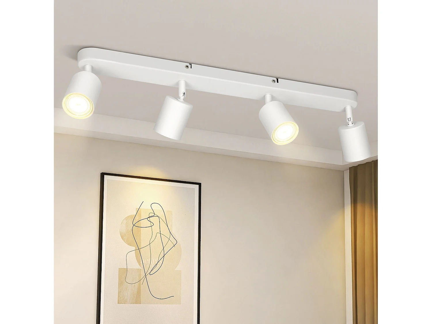 NETTLIFE Reflektory sufitowe 4 GU10 nowoczesny design regulowany w kolorze białym do salonu przedpokój sypialnia jadalnia kuchnia