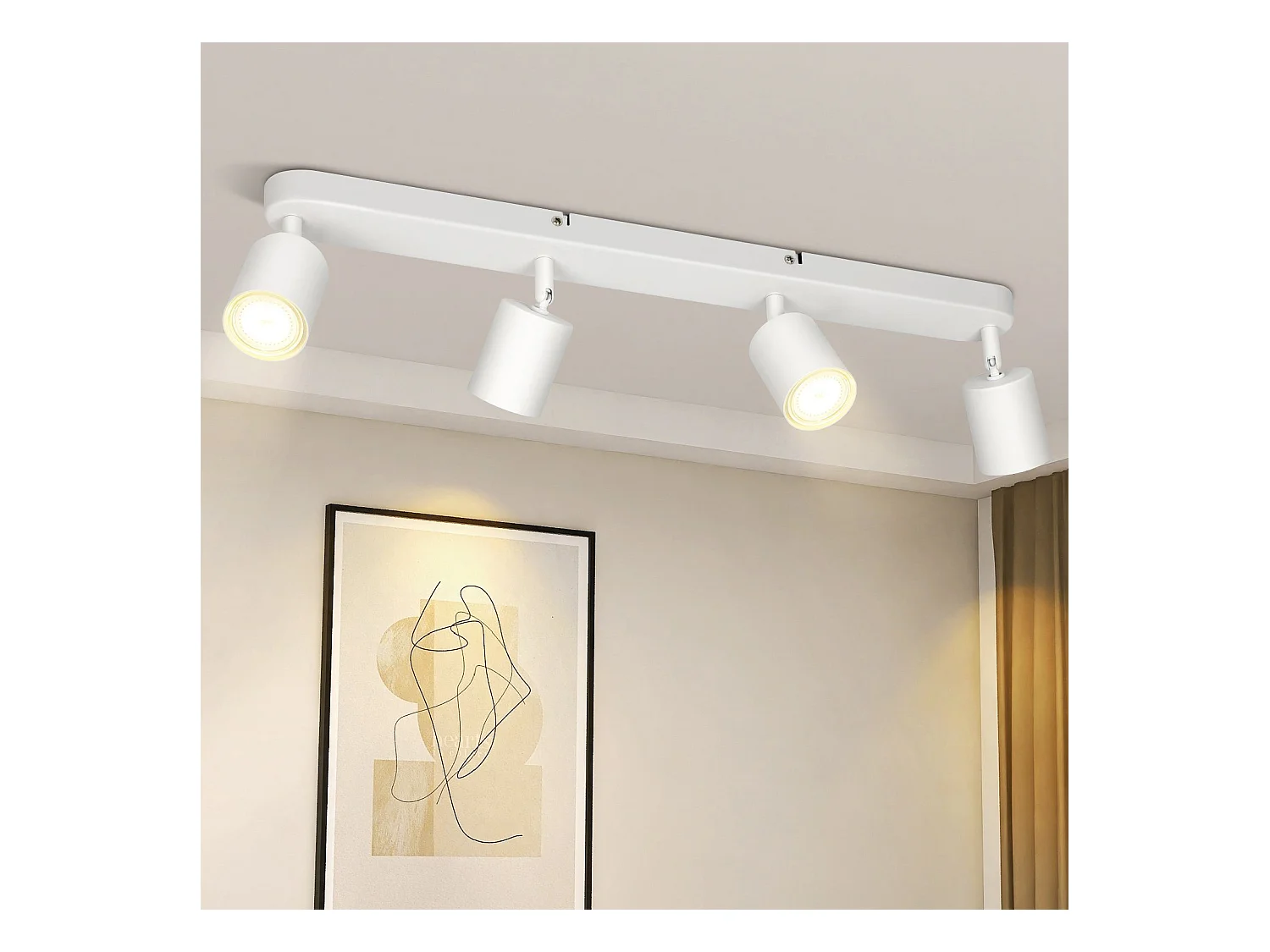 NETTLIFE 4 Spots de plafond GU10 design moderne orientables en blanc pour salon couloir chambre salle à manger cuisine