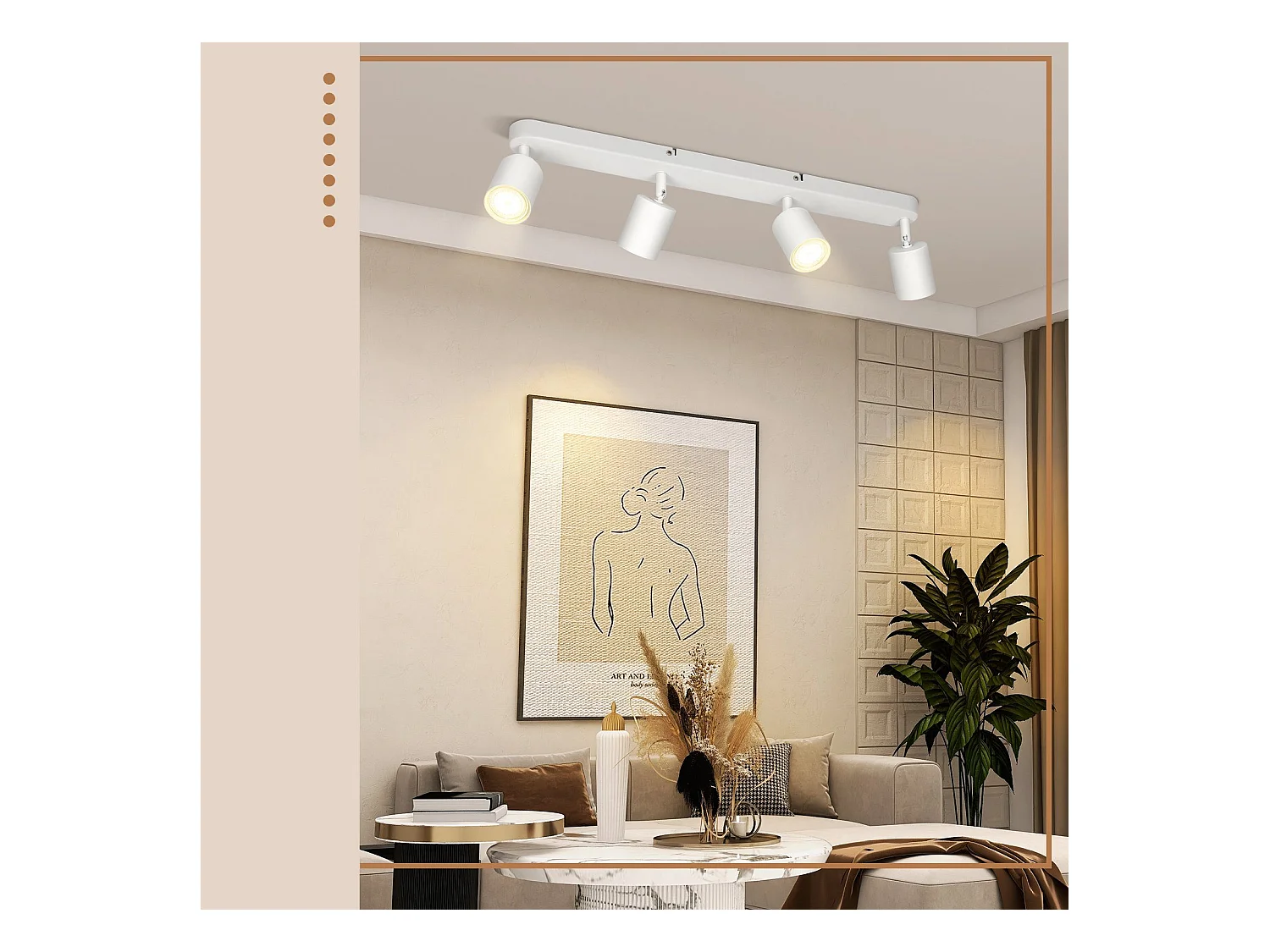 NETTLIFE 4 Spots de plafond GU10 design moderne orientables en blanc pour salon couloir chambre salle à manger cuisine