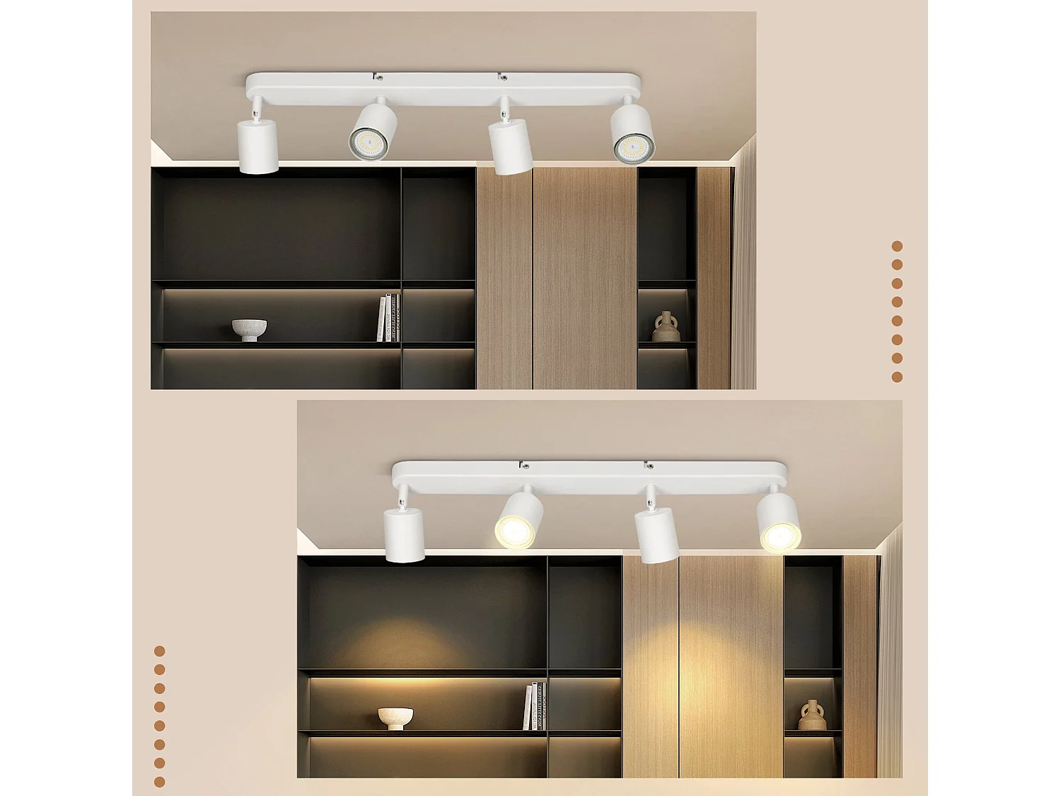 NETTLIFE 4 Spots de plafond GU10 design moderne orientables en blanc pour salon couloir chambre salle à manger cuisine