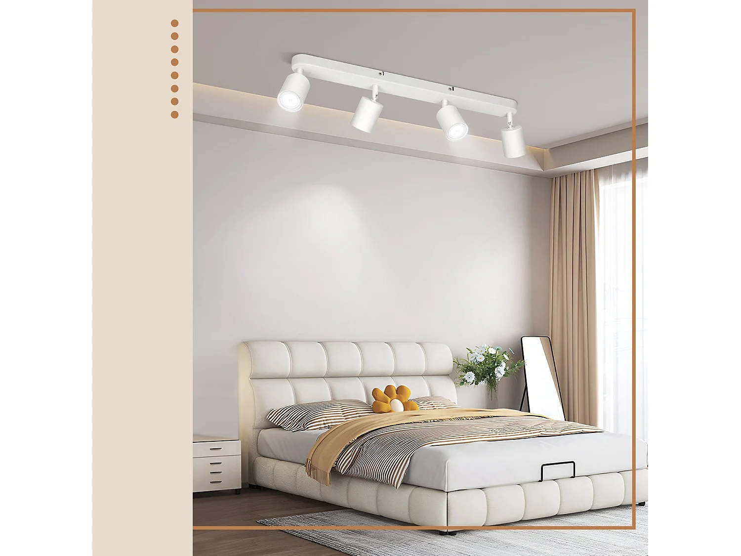 NETTLIFE 4 Spots de plafond GU10 design moderne orientables en blanc pour salon couloir chambre salle à manger cuisine